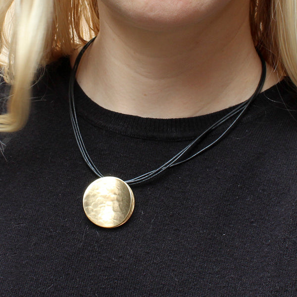 Back To Back Discs on Black Cord Necklace