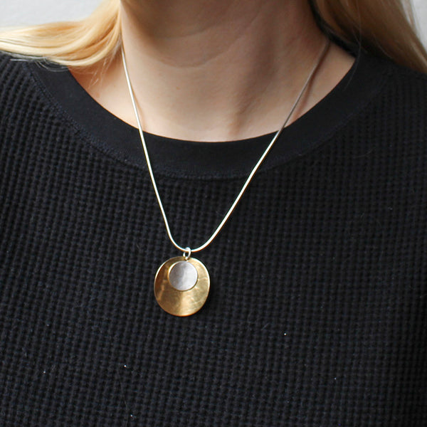 Small Layered Curved Discs Necklace