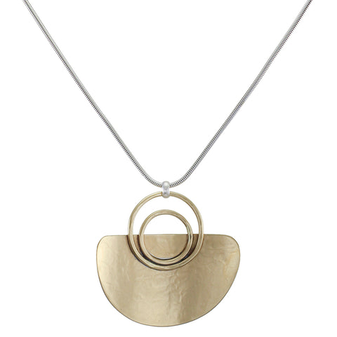Curved Semi Circle and Rings Necklace