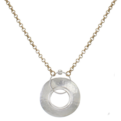 Cutout Disc with Rings and Bead Necklace