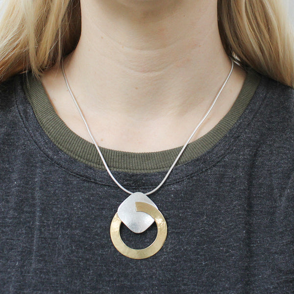 Large Ring with Rounded Square Necklace