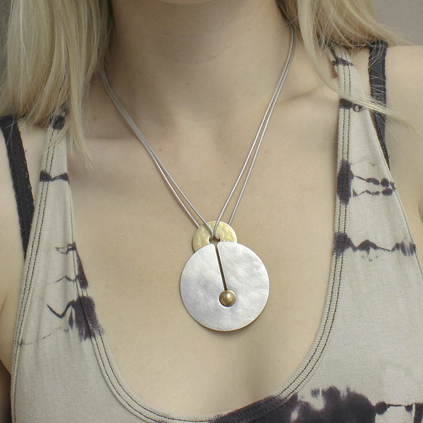Layered Discs with Spherical Metal Bead Necklace