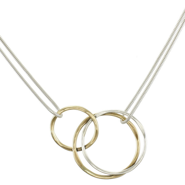 Interlocking Hammered Rings Necklace