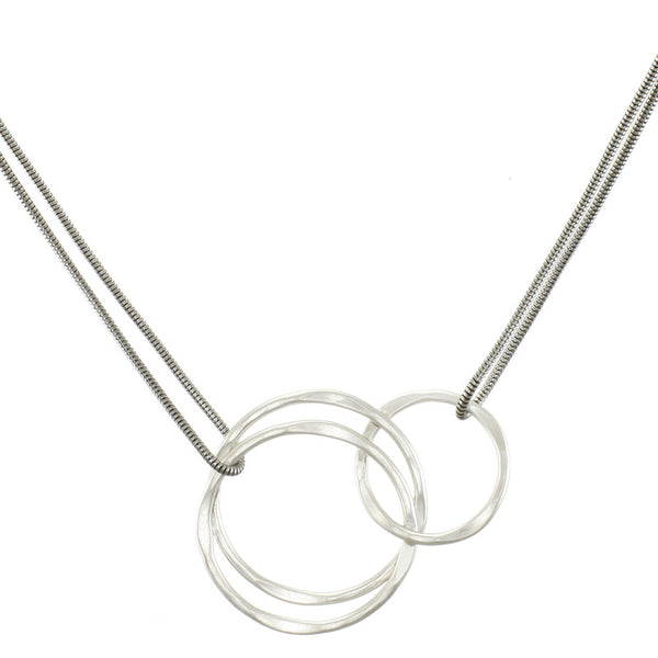 Interlocking Hammered Rings Necklace