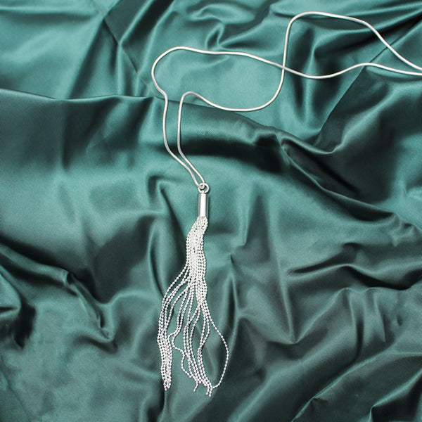 Large Ball Chain Tassel Necklace on Snake Chain