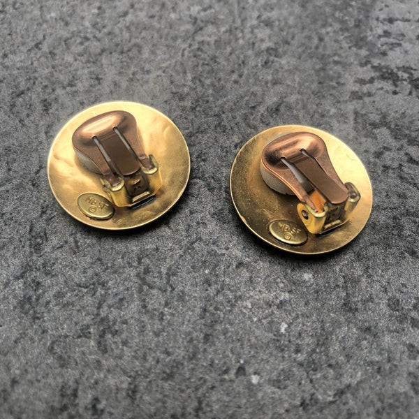 Domed Disc with Concave Diamond Clip or Post Earring
