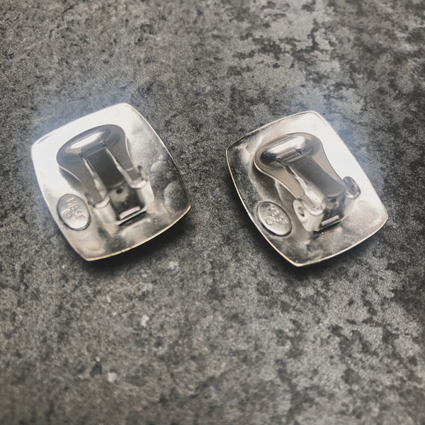 Rounded Rectangle with Concave Oval Clip or Post Earring