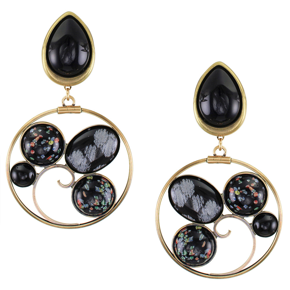 Teardrop with Black Gem Hoops Marjorie Baer Vintage Clip Earring