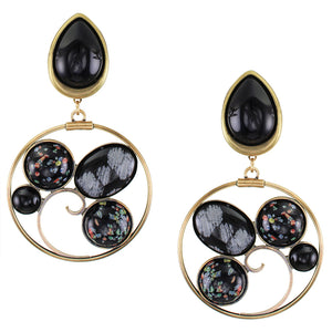 Teardrop with Black Gem Hoops Marjorie Baer Vintage Clip Earring