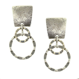Textured Top with Rings Post or Clip Earring