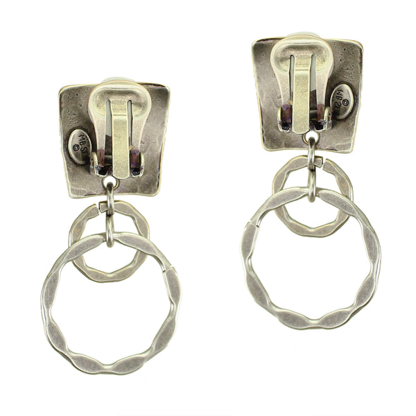 Textured Top with Rings Post or Clip Earring