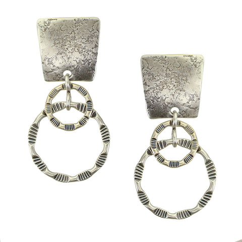 Textured Top with Rings Post or Clip Earring