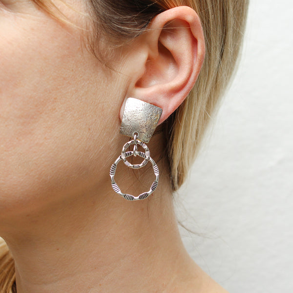 Textured Top with Rings Post or Clip Earring
