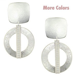 Large Ring with Patterned Rectangle Clip Earring