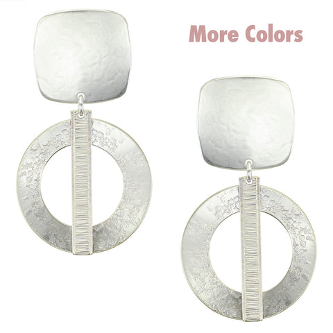 Large Ring with Patterned Rectangle Clip Earring