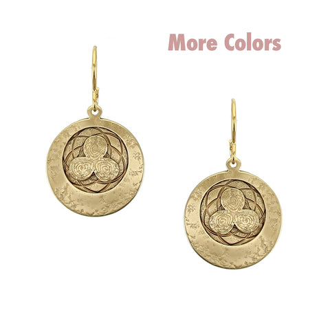 Triple Swirl with Patterned Disc Wire Earring