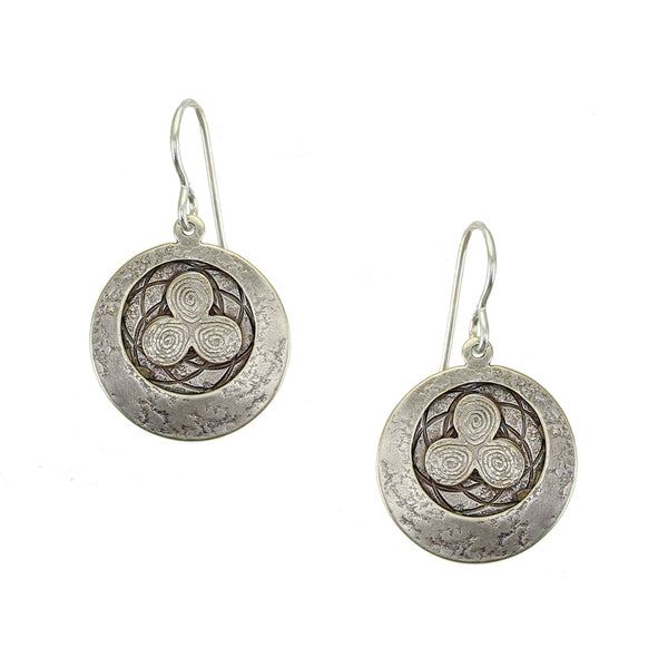 Triple Swirl with Patterned Disc Wire Earring