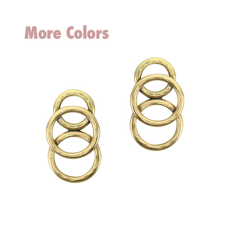 Overlapping Hammered Rings Post Earring