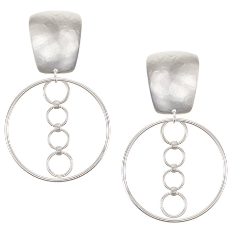 Tapered Rectangle with Large Hoop and Rings Clip Earring