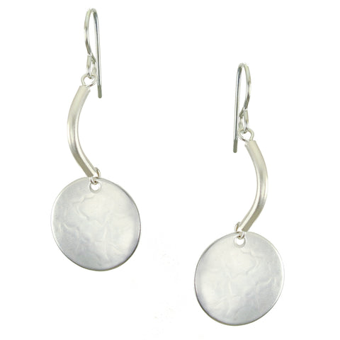 Curved Tube and Disc Wire Earring