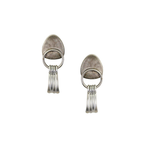 Small Tapered Disc with Ring and Fringe Post Earring