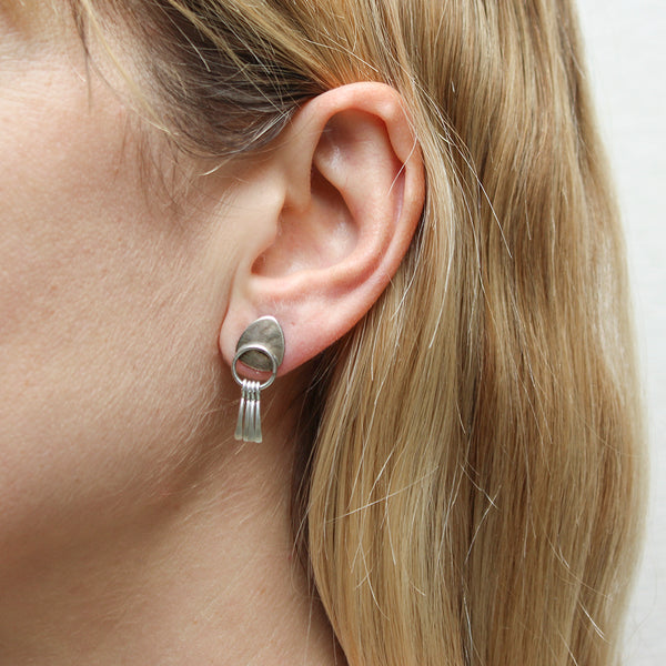 Small Tapered Disc with Ring and Fringe Post Earring