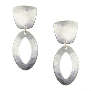 Tapered Square with Open Oval Clip or Post Earring