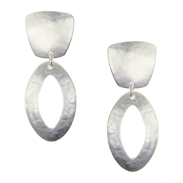 Tapered Square with Open Oval Clip or Post Earring