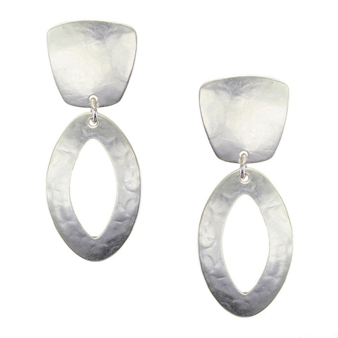 Tapered Square with Open Oval Clip or Post Earring