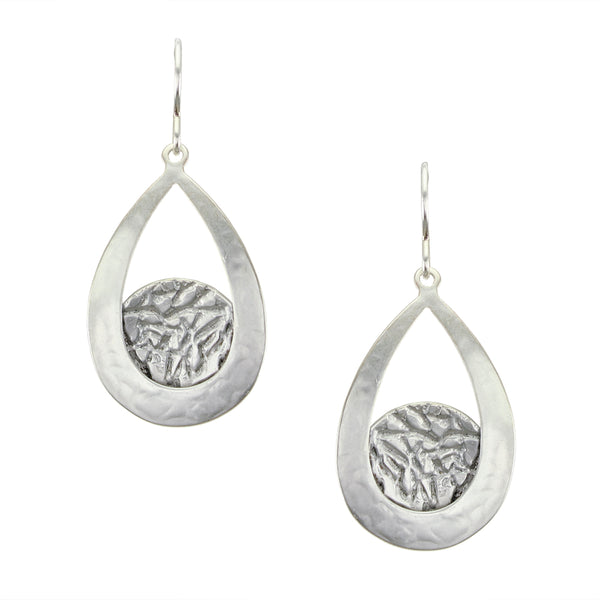 Teardrop Frame with Crinkle Disc Wire Earring