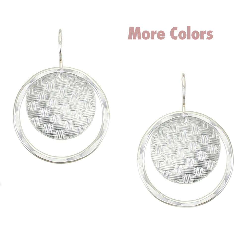 Basket Weave Disc with Ring Wire Earring