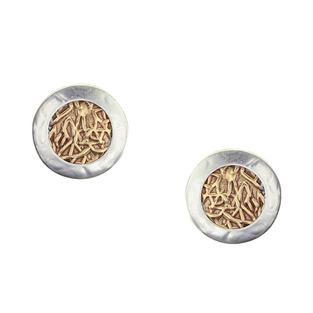 Small Circular Frame with Crinkle Center Post or Clip Earring