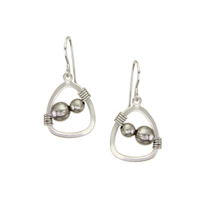 Small Teardrop with Beads and Wire Wrapping Wire Earring