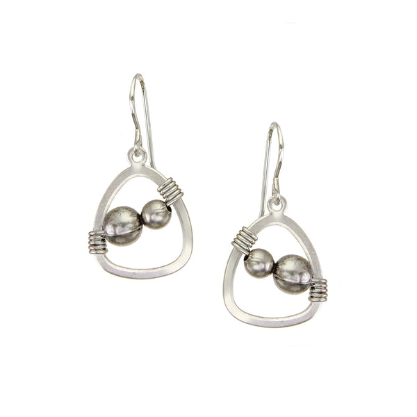 Small Teardrop with Beads and Wire Wrapping Wire Earring