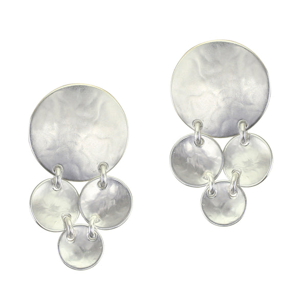 Disc with Linked and Dished Discs Clip or Post Earring