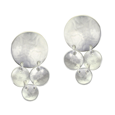 Disc with Linked and Dished Discs Clip or Post Earring