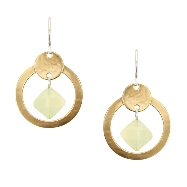 Ring and Disc with Jade Beads Wire Earrings