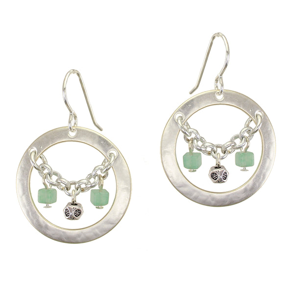 Medium Hoops with Aventurine Beads Wire Earrings