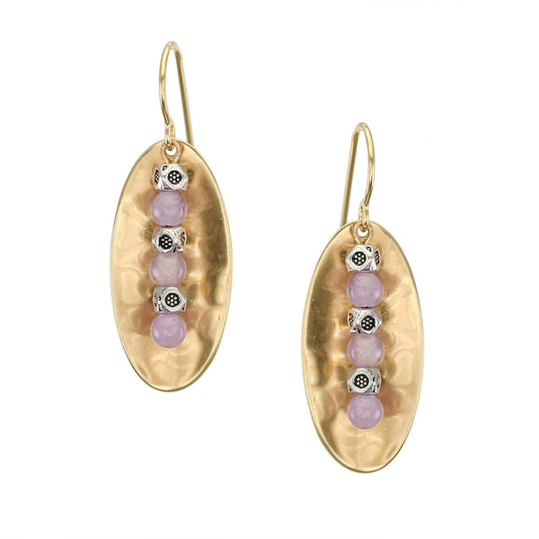 Oval with Amethyst Stack Wire Earrings