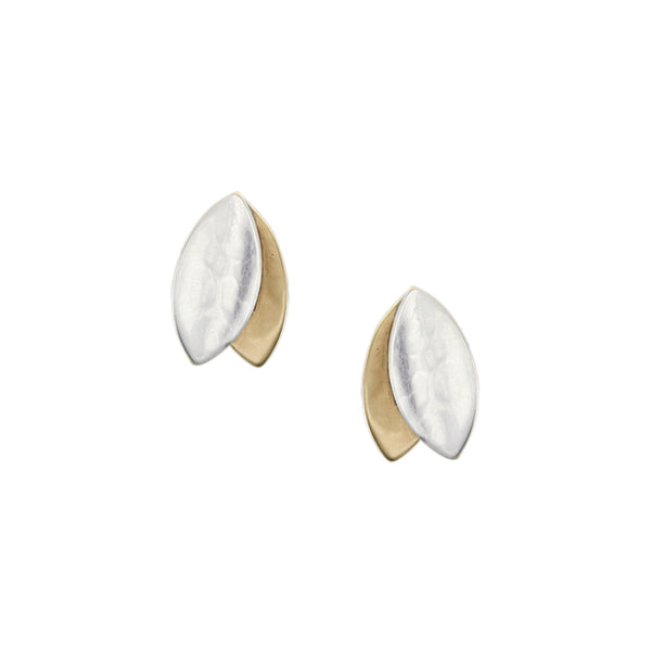 Extra Small Layered Leaves Post Earrings