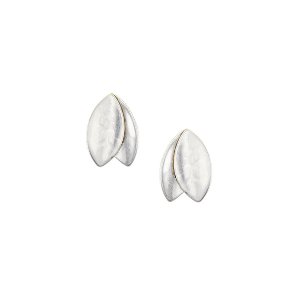 Extra Small Layered Leaves Post Earrings