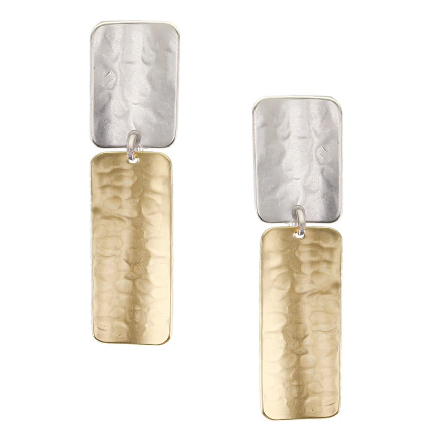 Medium Linked Rounded Rectangles Clip or Post Earrings