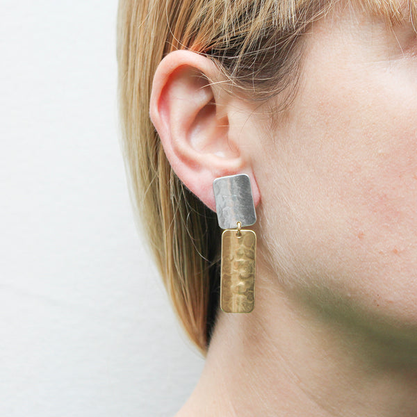 Medium Linked Rounded Rectangles Clip or Post Earrings