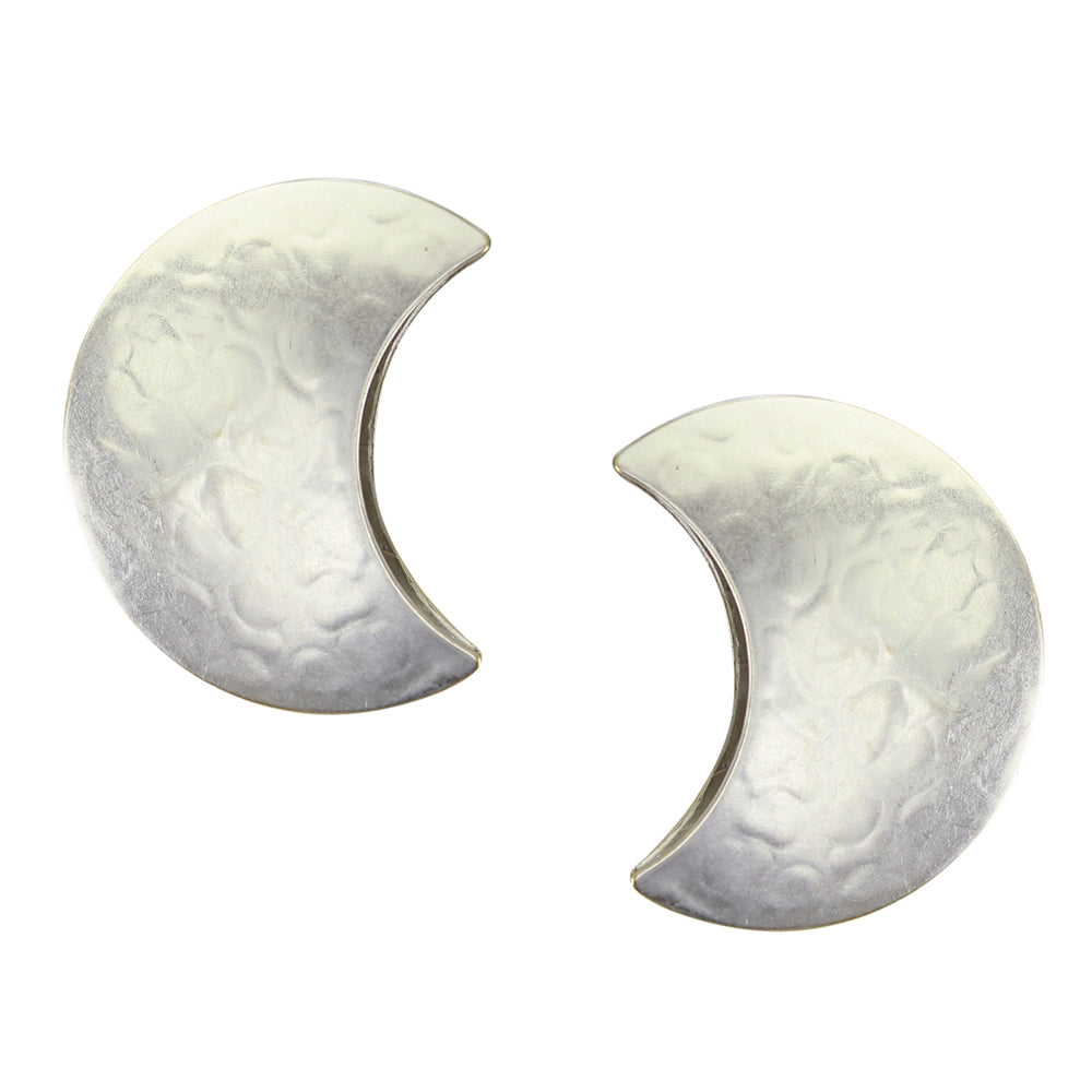 Large 3D Crescent Clip or Post Earrings