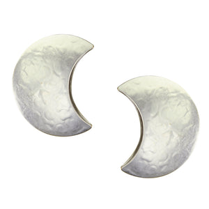 Large 3D Crescent Clip or Post Earrings