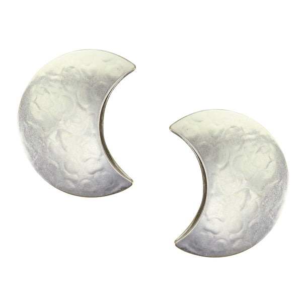 Large 3D Crescent Clip or Post Earrings