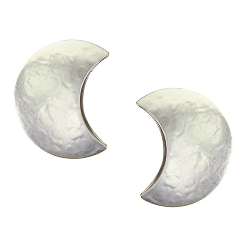 Large 3D Crescent Clip or Post Earrings