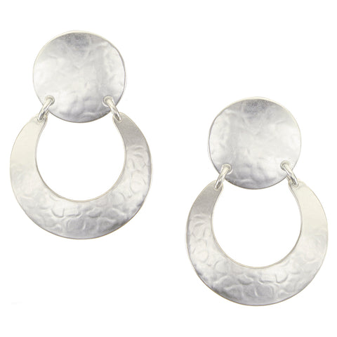 Large Disc with Hinged Crescent Clip or Post Earrings