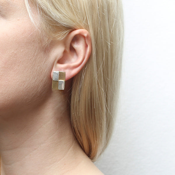 Checkerboard Clip Earrings