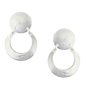 Disc with Hinged Crescent Clip or Post Earrings